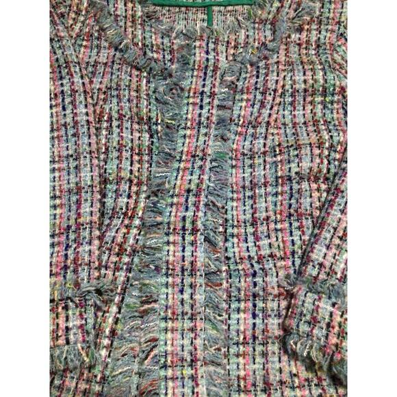 Boston Proper Womens Blazer 16 Multicolor Tweed Metallic Hook Closure Classic - Picture 3 of 11